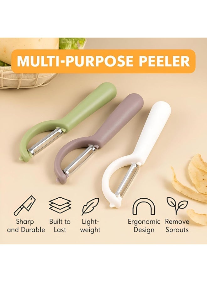 مقشرة خضراوات وفواكه دوارة مريحة - شفرة حادة من الفولاذ المقاوم للصدأ لتقشير سلس للبطاطس والتفاح والجزر والخيار، أداة مطبخ مقاومة للصدأ وسهلة التنظيف - Image 2